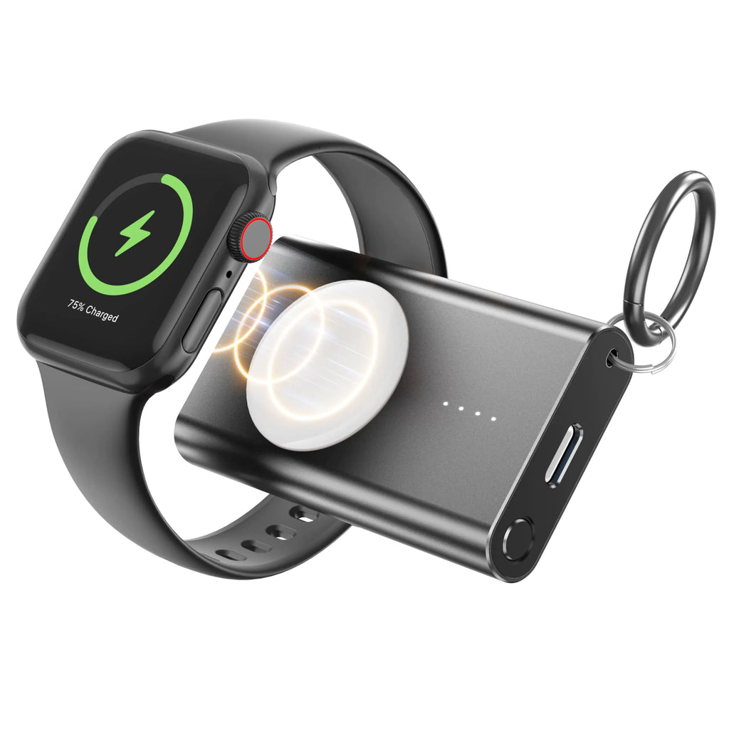 2024 Portable Charger for Apple Watch Wireless Charger for iWatch 9/8/7/6/5/4/3/2/SE/Ultra Travel/Car Power Bank Fast Charger for iPhone Watch with Keychain Magnetic 1000mAh