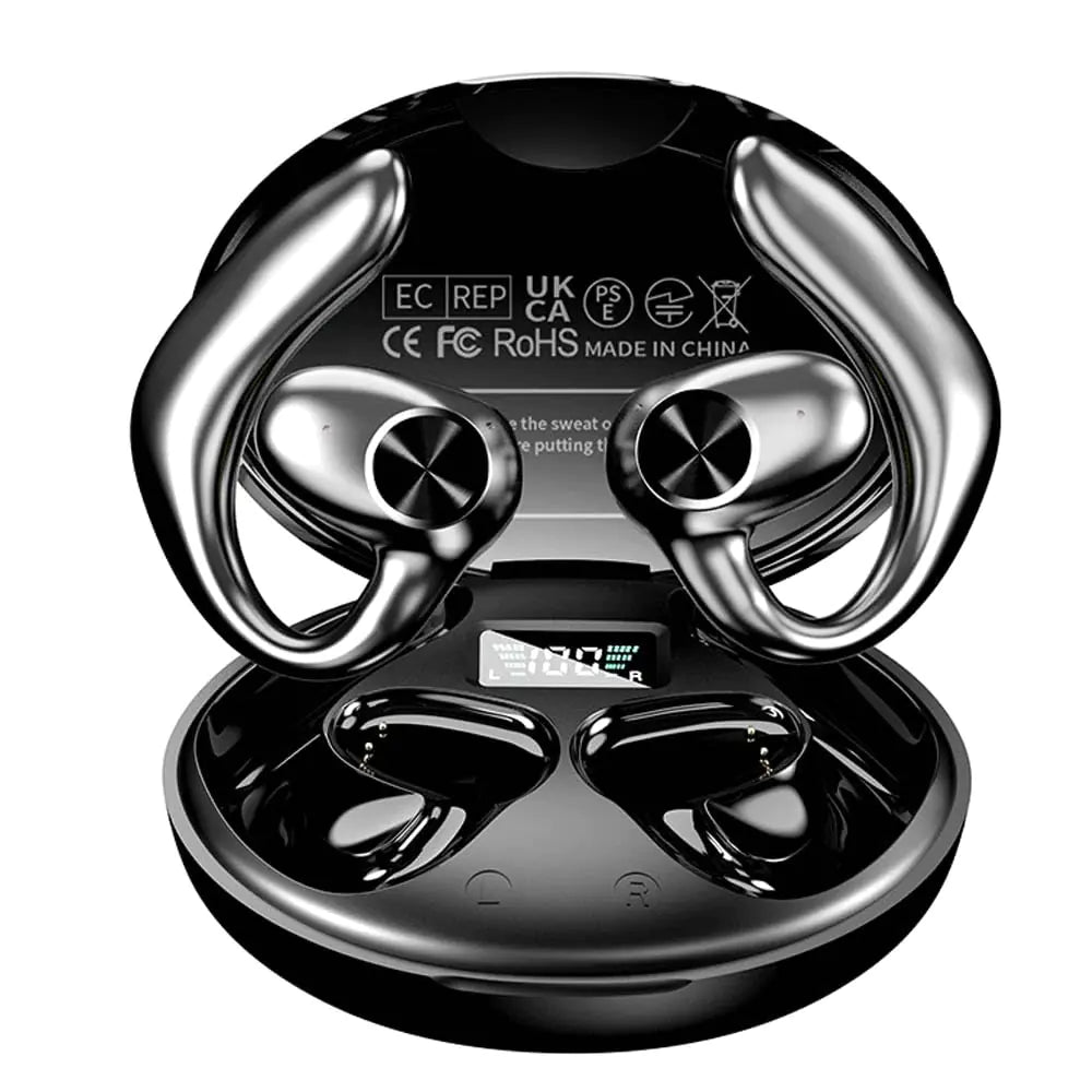 Luisport Open Ear Headphones Wireless Earbuds Bluetooth Headphones Wireless Headphones Bluetooth Earbuds Wireless Earphones Bluetooth Earphones (YYK-Black)