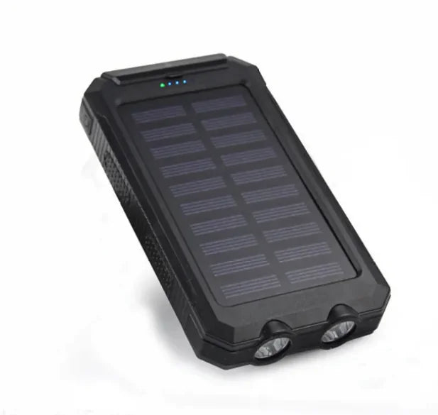 Solar Power Bank with Dual Headlight, 10000mAh/20000mAh, LED Flashlight