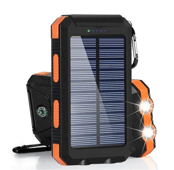 Solar Power Bank with Dual Headlight, 10000mAh/20000mAh, LED Flashlight